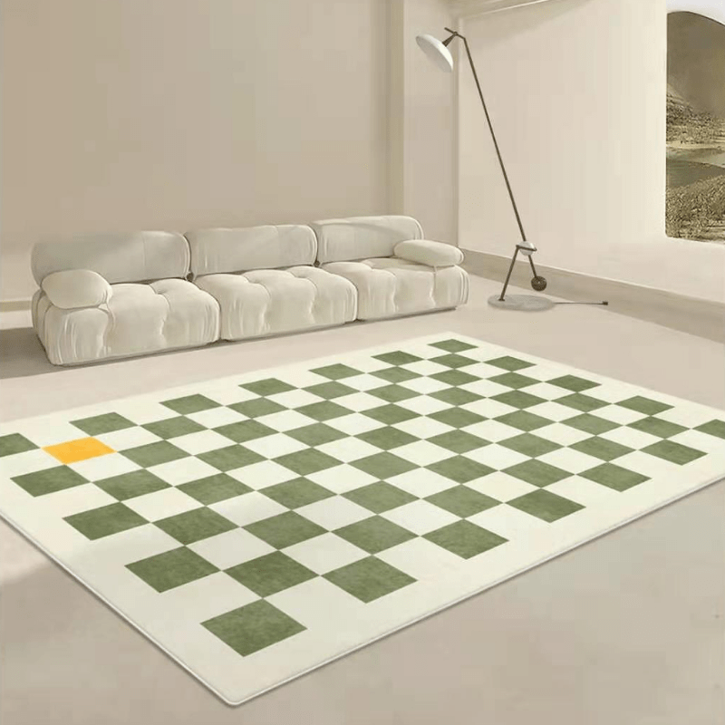 Nordic Geometric Checkerboard Carpet Non-slip Shaggy Mat