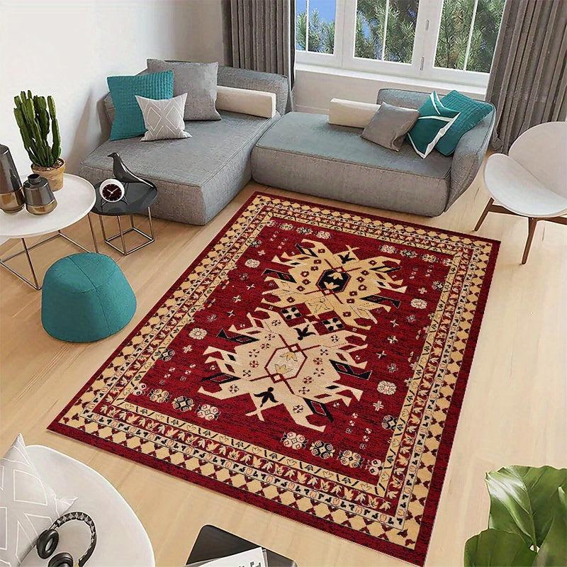 Large Vintage Tribal Area Rug Non-slip Waterproof Backing