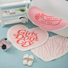 Pink Heart Carpet Bedside Mat Non Slip Area Rug