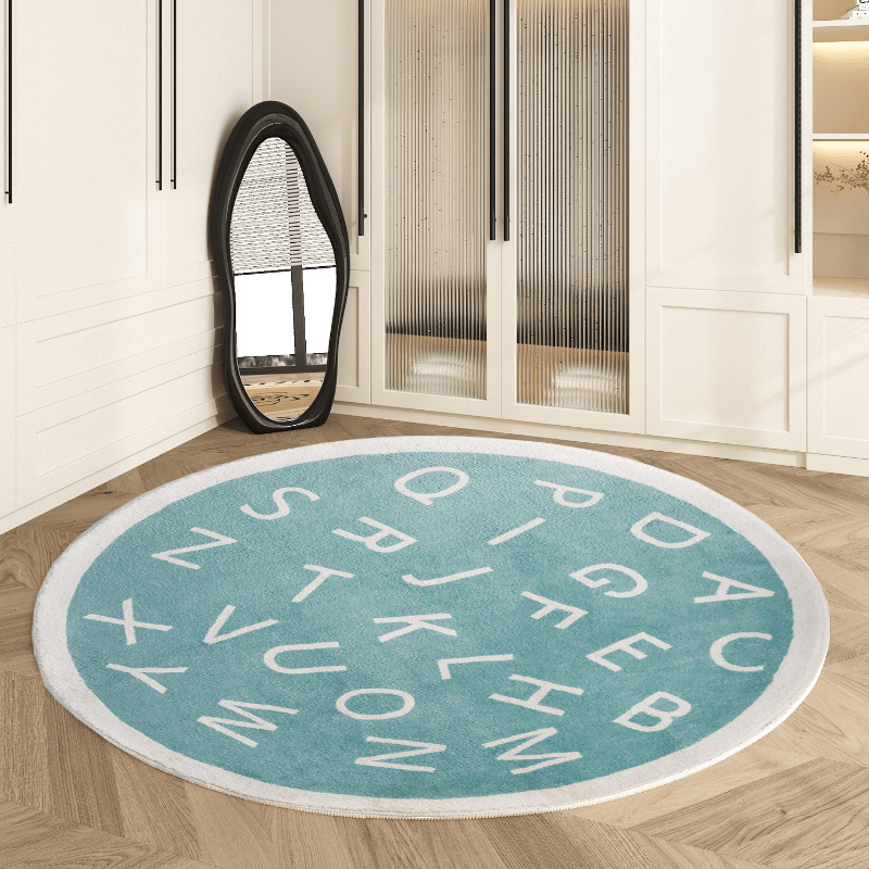 Soft Round Area Rug for Kids: Alphabet Mat with Plush Material