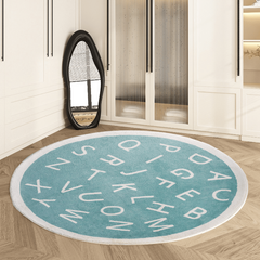 Soft Round Area Rug for Kids: Alphabet Mat with Plush Material