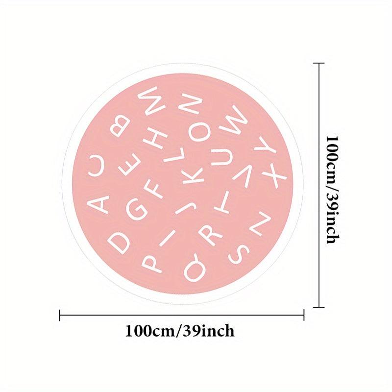Soft Round Area Rug for Kids: Alphabet Mat with Plush Material