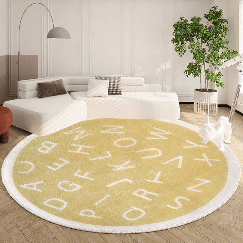 Soft Round Area Rug for Kids: Alphabet Mat with Plush Material