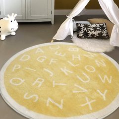 Soft Round Area Rug for Kids: Alphabet Mat with Plush Material