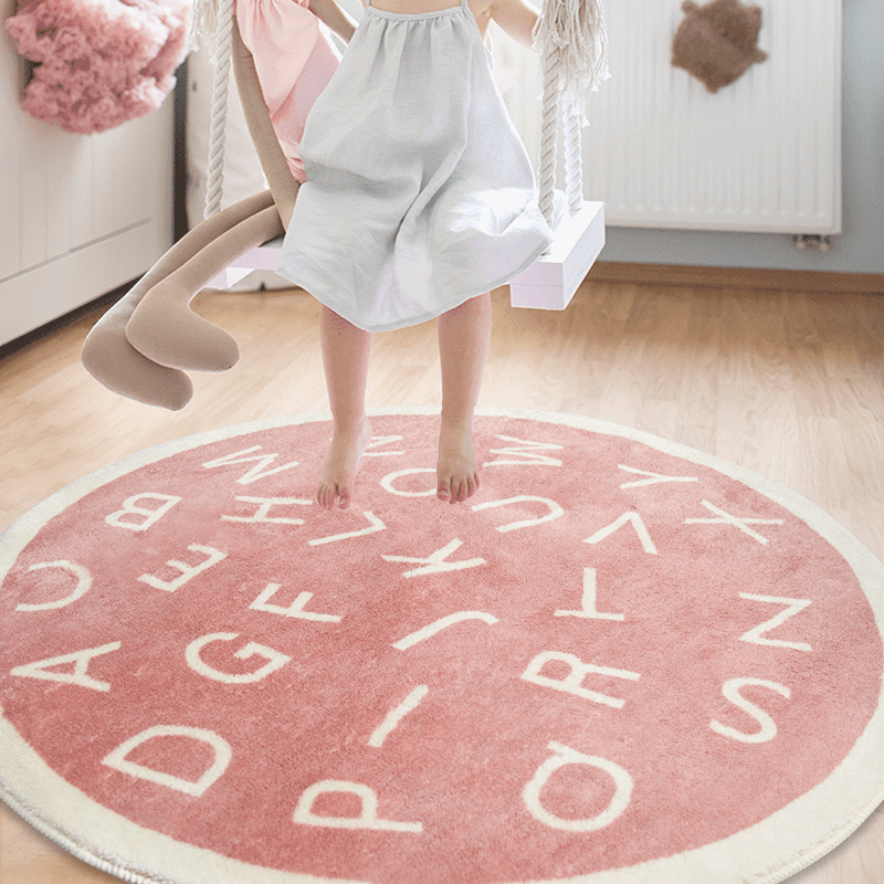 Soft Round Area Rug for Kids: Alphabet Mat with Plush Material