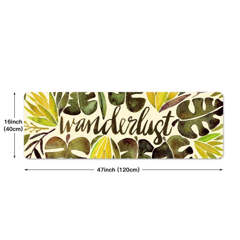 Non Slip Tropical Rainforest Kitchen Rug Leaf Plant Print Home Decor Proof Prote