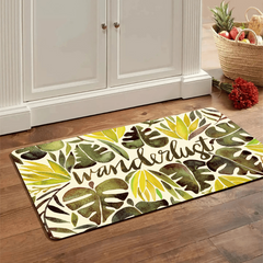 Non Slip Tropical Rainforest Kitchen Rug Leaf Plant Print Home Decor Proof Prote
