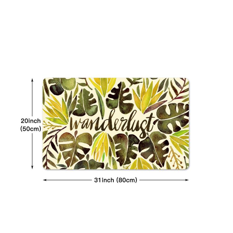 Non Slip Tropical Rainforest Kitchen Rug Leaf Plant Print Home Decor Proof Prote