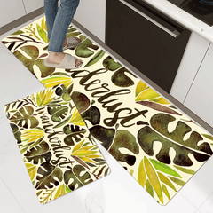 Non Slip Tropical Rainforest Kitchen Rug Leaf Plant Print Home Decor Proof Prote