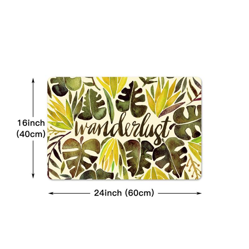 Non Slip Tropical Rainforest Kitchen Rug Leaf Plant Print Home Decor Proof Prote
