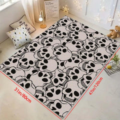 Gothic Skull Kitchen Rug Halloween Laundry Room Rug Extra Long Oriental Hallway