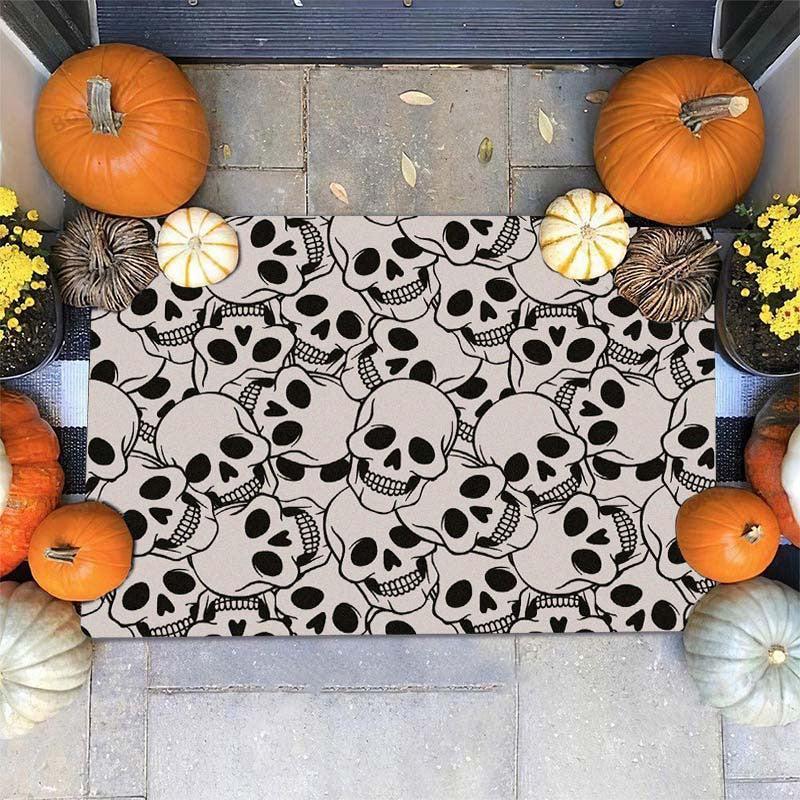 Gothic Skull Kitchen Rug Halloween Laundry Room Rug Extra Long Oriental Hallway