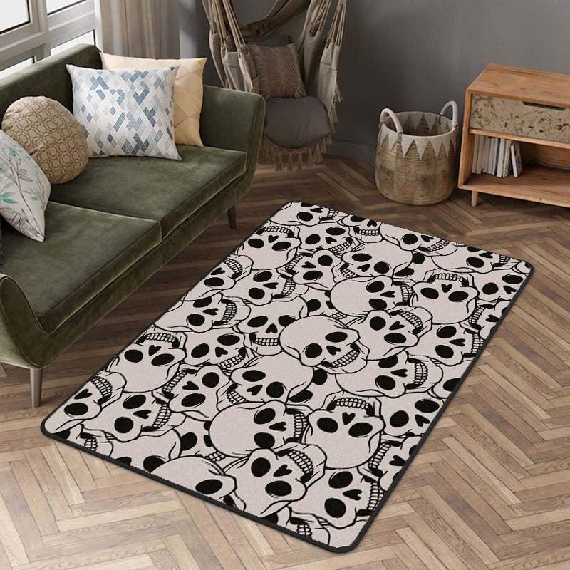 Gothic Skull Kitchen Rug Halloween Laundry Room Rug Extra Long Oriental Hallway