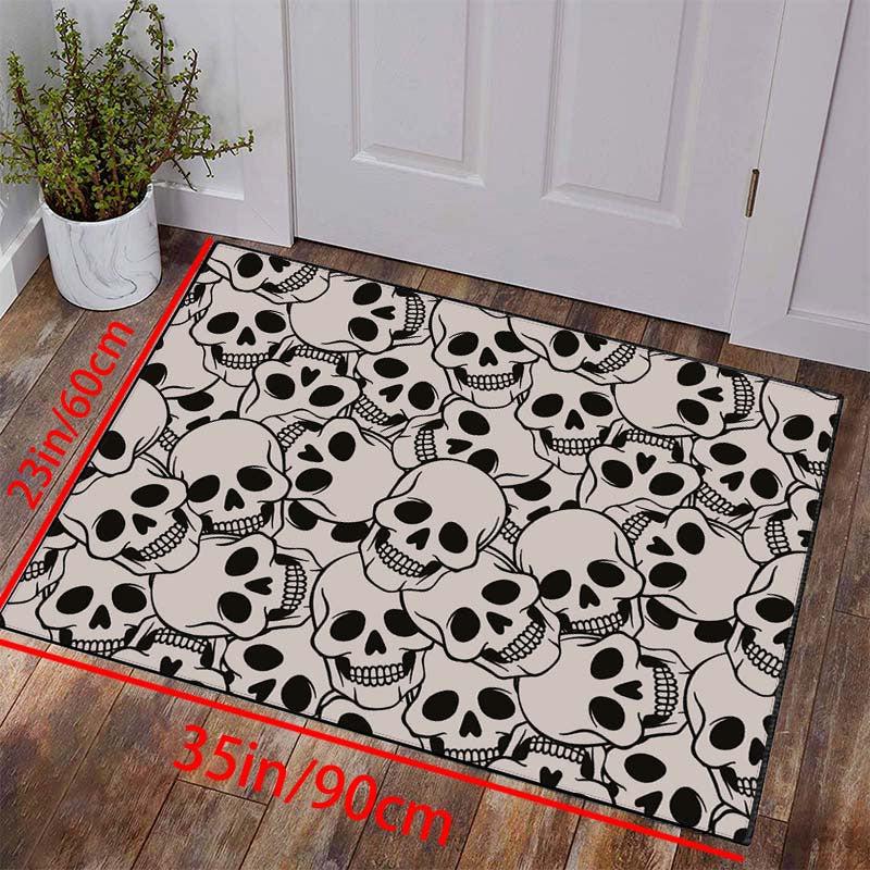 Gothic Skull Kitchen Rug Halloween Laundry Room Rug Extra Long Oriental Hallway