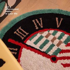 Medieval Clock Carpet Vintage Round Rug Plush Soft Carpet