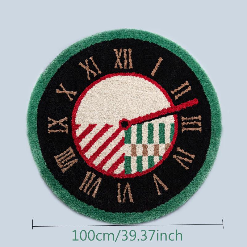 Medieval Clock Carpet Vintage Round Rug Plush Soft Carpet