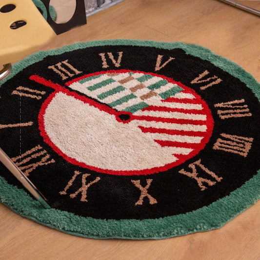 Medieval Clock Carpet Vintage Round Rug Plush Soft Carpet