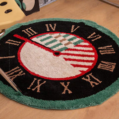 Medieval Clock Carpet Vintage Round Rug Plush Soft Carpet