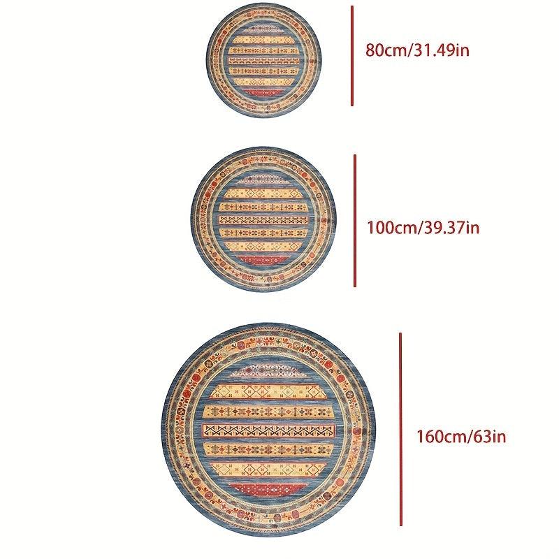 Multicolor Round Area Rug Tropical Botanical Easy Cleaning Non Slip Washable
