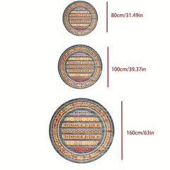 Multicolor Round Area Rug Tropical Botanical Easy Cleaning Non Slip Washable