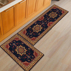 Floral Print Kitchen Rug Set, Soft and Absorbent, Non-Slip