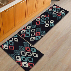 Floral Print Kitchen Rug Set, Soft and Absorbent, Non-Slip