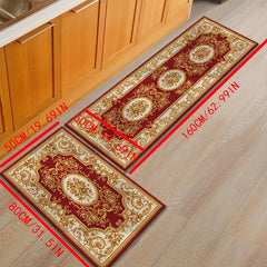 Floral Print Kitchen Rug Set, Soft and Absorbent, Non-Slip