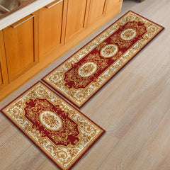 Floral Print Kitchen Rug Set, Soft and Absorbent, Non-Slip
