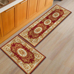 Floral Print Kitchen Rug Set, Soft and Absorbent, Non-Slip