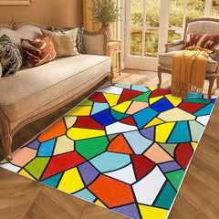 Geometric Pattern Carpet With Anti slip Backing Modern Dopamine Style Area Rug