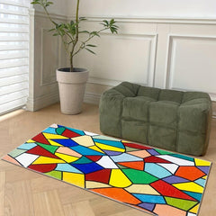 Geometric Pattern Carpet With Anti slip Backing Modern Dopamine Style Area Rug