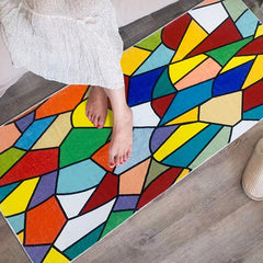 Geometric Pattern Carpet With Anti slip Backing Modern Dopamine Style Area Rug