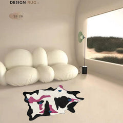 Abstract Cow Shaped Kitchen Rug Plush Carpet Vintage