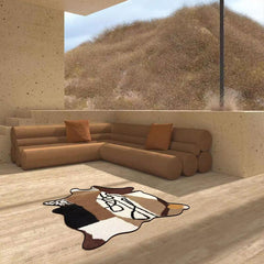 Abstract Cow Shaped Kitchen Rug Plush Carpet Vintage