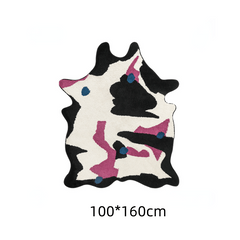 Abstract Cow Shaped Kitchen Rug Plush Carpet Vintage
