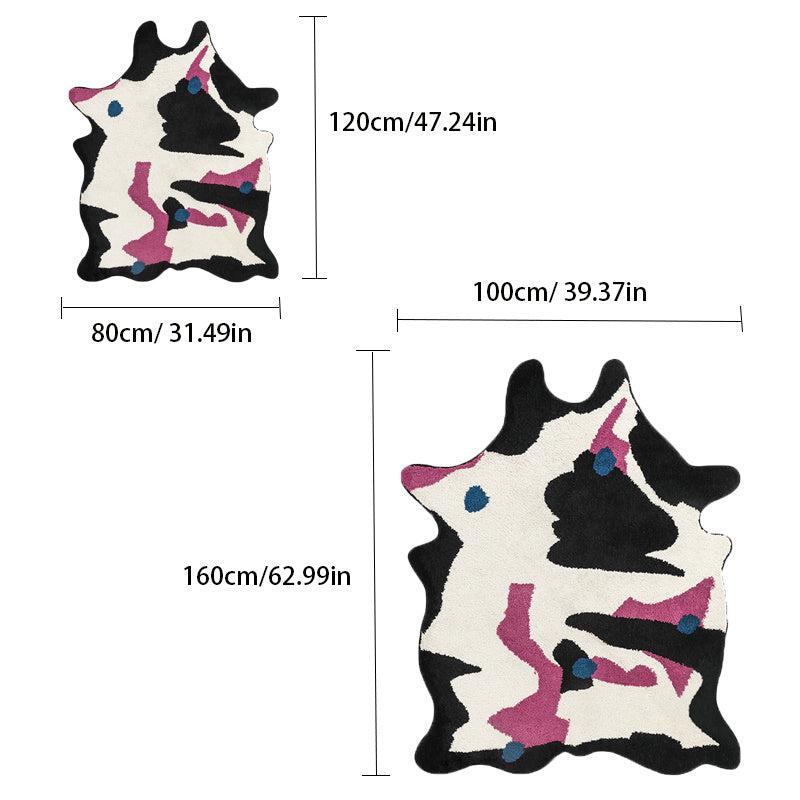 Abstract Cow Shaped Kitchen Rug Plush Carpet Vintage