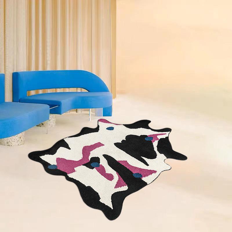 Abstract Cow Shaped Kitchen Rug Plush Carpet Vintage