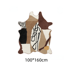 Abstract Cow Shaped Kitchen Rug Plush Carpet Vintage