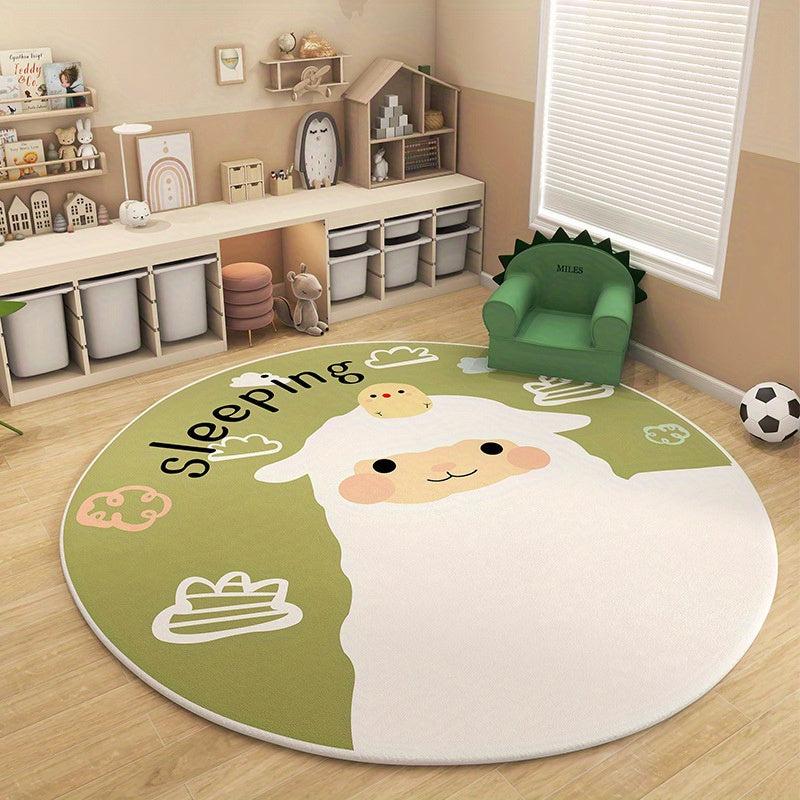 47in Rainbow Round Kids Play Rug Non-slip Soft Alphabet Nursery Area Rug