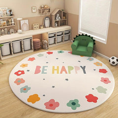 47in Rainbow Round Kids Play Rug Non-slip Soft Alphabet Nursery Area Rug