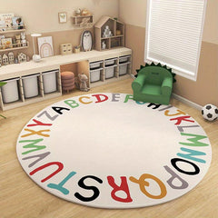 47in Rainbow Round Kids Play Rug Non-slip Soft Alphabet Nursery Area Rug