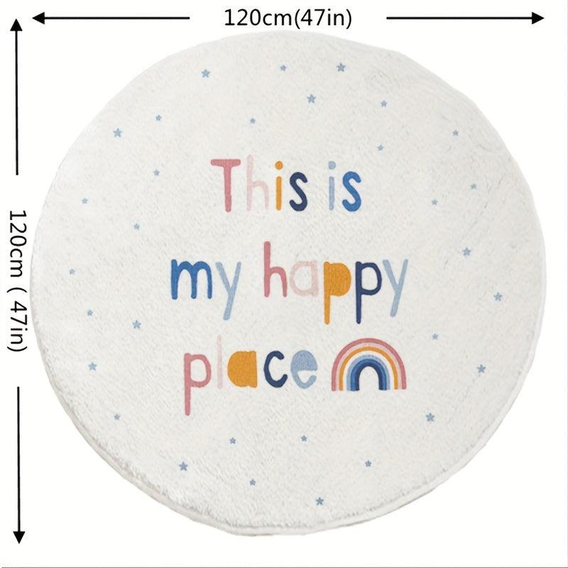 47in Rainbow Round Kids Play Rug Non-slip Soft Alphabet Nursery Area Rug