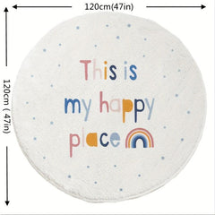 47in Rainbow Round Kids Play Rug Non-slip Soft Alphabet Nursery Area Rug
