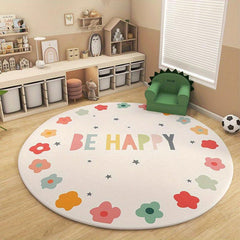 47in Rainbow Round Kids Play Rug Non-slip Soft Alphabet Nursery Area Rug