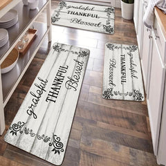 Wood Print Kitchen Mat Absorbent Anti Slip Machine Washable Runner Rug