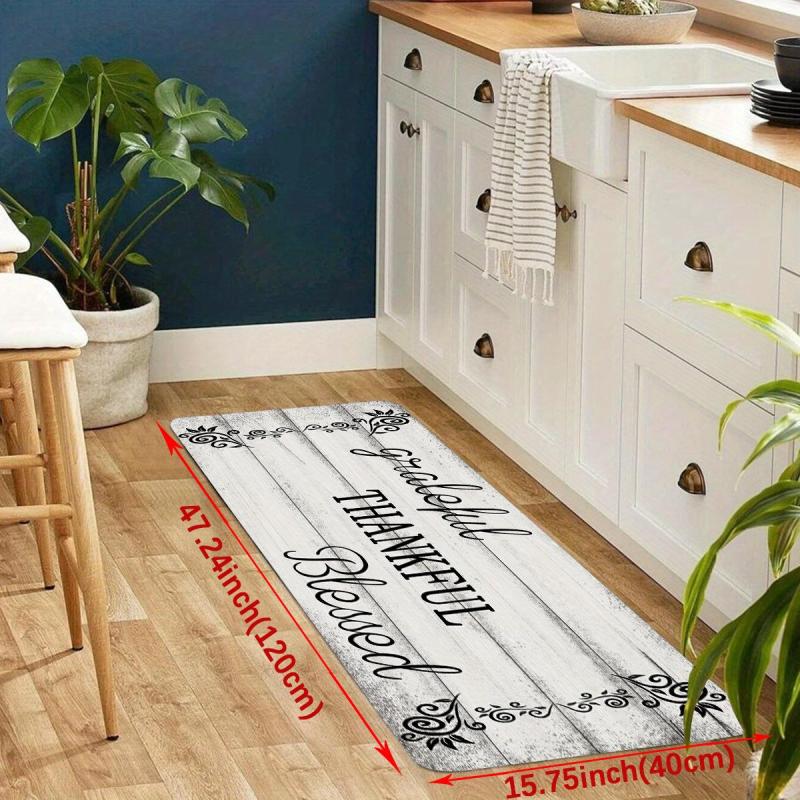Wood Print Kitchen Mat Absorbent Anti Slip Machine Washable Runner Rug