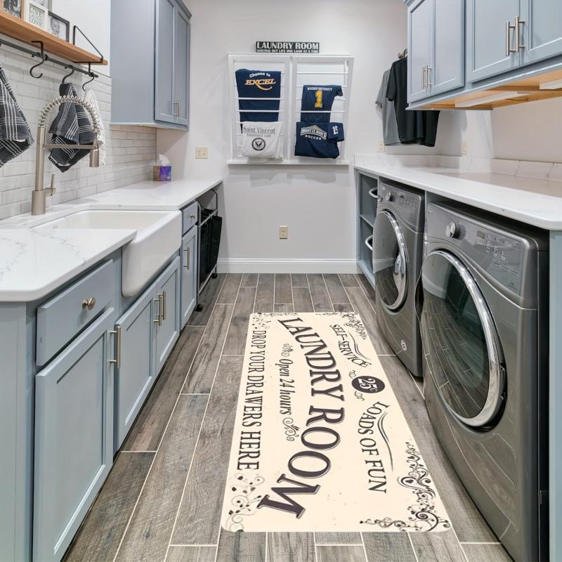 Farmhouse Non Slip Waterproof Laundry Floor Mat Kitchen Bathroom Entryway Rugs