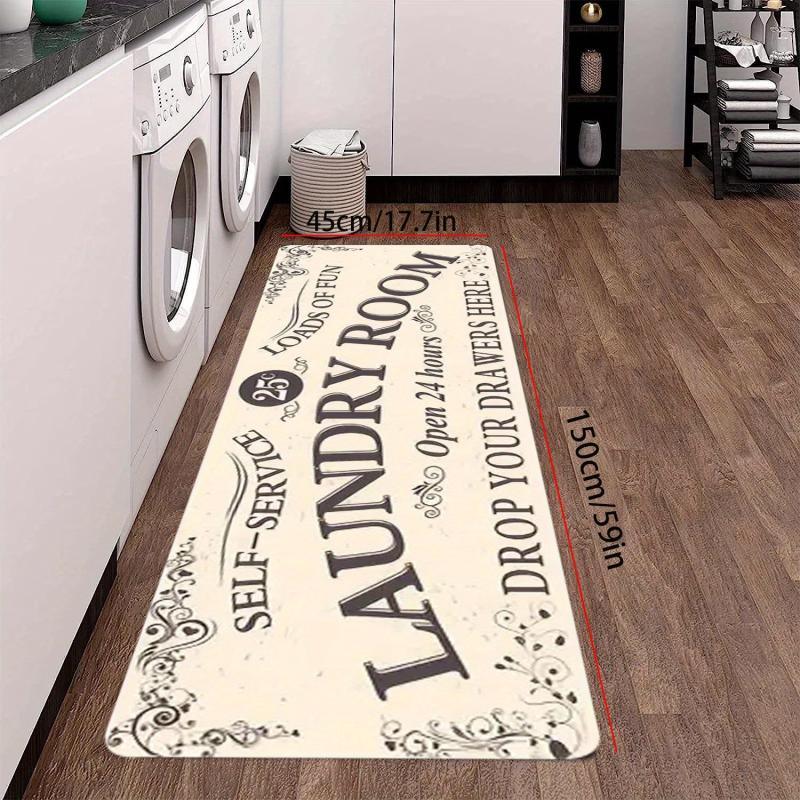 Farmhouse Non Slip Waterproof Laundry Floor Mat Kitchen Bathroom Entryway Rugs