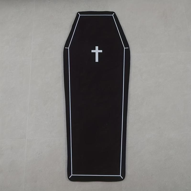 1pc Coffin Halloween Rug Gothic Home Decor Non Slip Door Mats