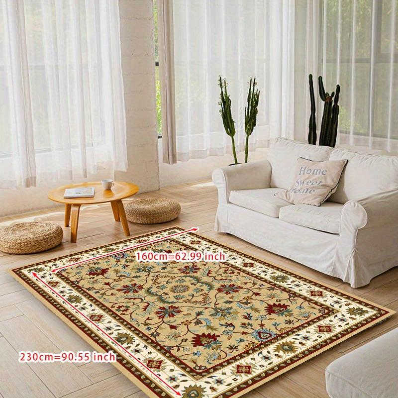 Vintage Floral Area Rug Non-slip Soft Polyester Fiber Mat